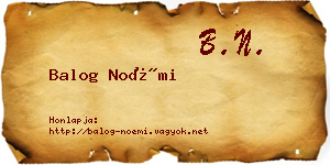 Balog Noémi névjegykártya