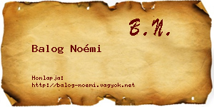 Balog Noémi névjegykártya
